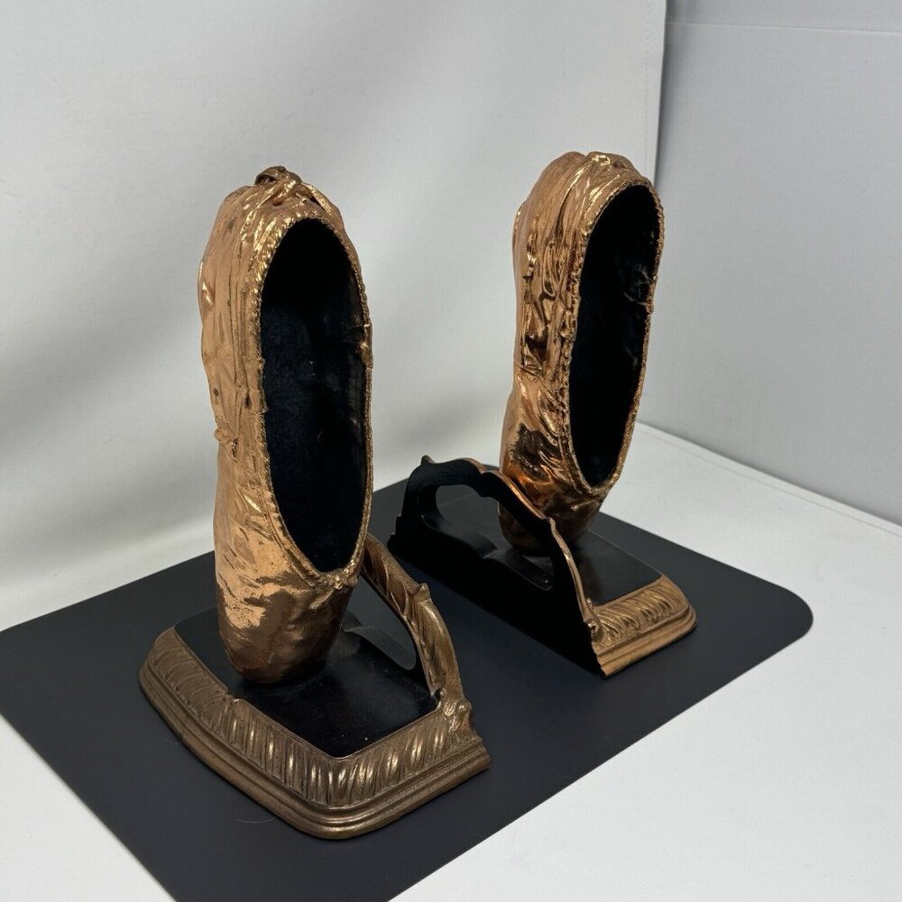 Vintage EN POINTE Ballet Shoes Copper Bronzed Statue Bookends Book End
